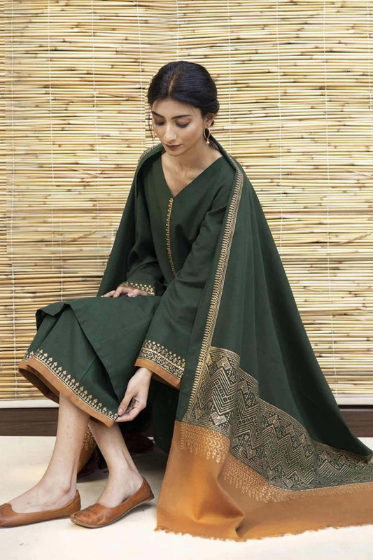 3 Piece Unstitched Embroidered Dhanak Suit | Vol 2