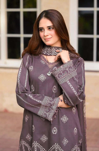 3 Piece Unstitched Embroidered Dhanak Suit | Vol 2