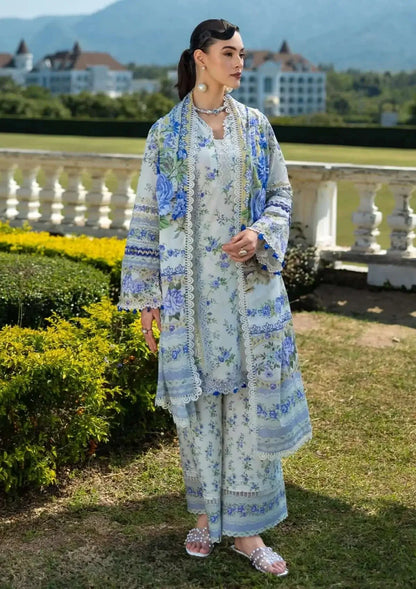 3 Piece Unstitched Digital Printed Lawn Suit with Fine Printed Silk Dupatta