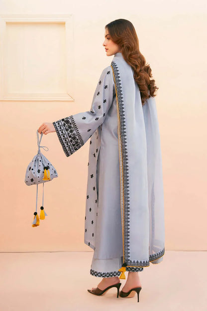 3 Piece Unstitched Heavy Embroidered Lawn Suit with Heavy Embroidered Organza Dupatta