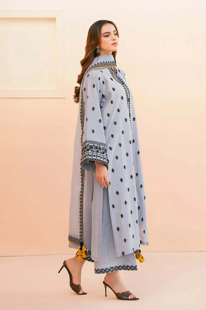 3 Piece Unstitched Heavy Embroidered Lawn Suit with Heavy Embroidered Organza Dupatta