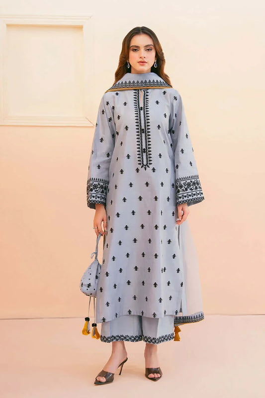 3 Piece Unstitched Heavy Embroidered Lawn Suit with Heavy Embroidered Organza Dupatta