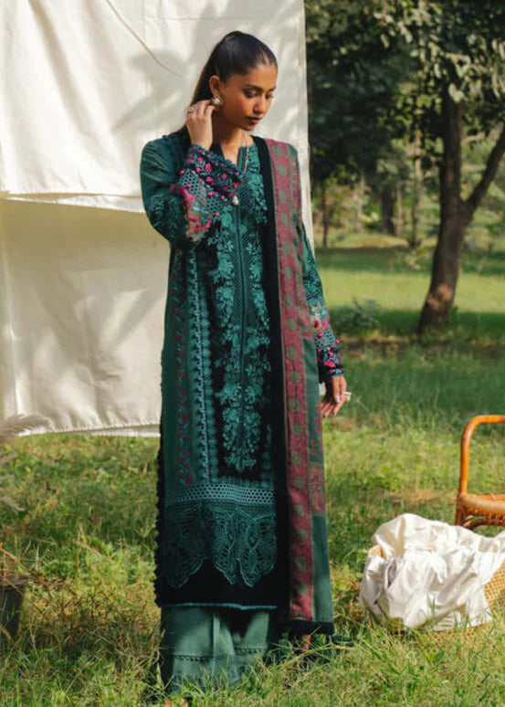 3 Piece Unstitched Heavy Embroidered Pure Lawn Suit with Printed Lawn Dupatta