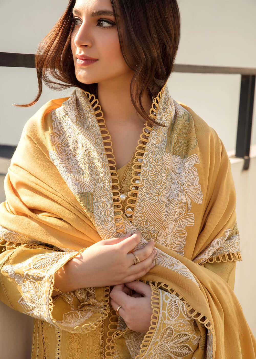 SS 1220-3 Piece Unstitched Heavy Embroidered Pure Lawn Suit With Heavy Embroidered Lawn Dupatta