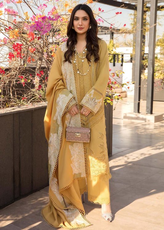 SS 1220-3 Piece Unstitched Heavy Embroidered Pure Lawn Suit With Heavy Embroidered Lawn Dupatta