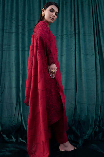 MO 24-3 Piece Unstitched Heavy Embroidered Chickan Kari Pure Lawn Suit with Heavy Embroidered Pure Lawn Dupatta