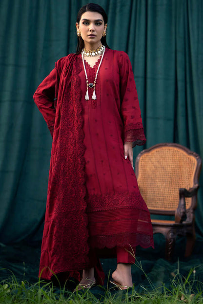 MO 24-3 Piece Unstitched Heavy Embroidered Chickan Kari Pure Lawn Suit with Heavy Embroidered Pure Lawn Dupatta