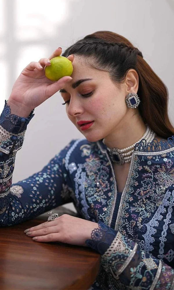 SP 2545-3 Piece Unstitched Heavy Embroidered Pure Lawn Suit with Four Sided Embroidered Organza Dupatta