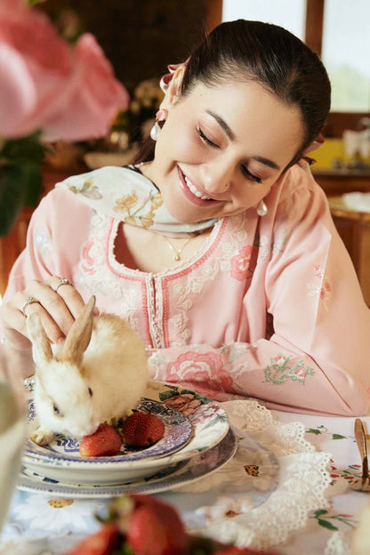 ZS 2620-3 Piece Unstitched Heavy Embroidered Pure Lawn Suit with Printed Silk Dupatta