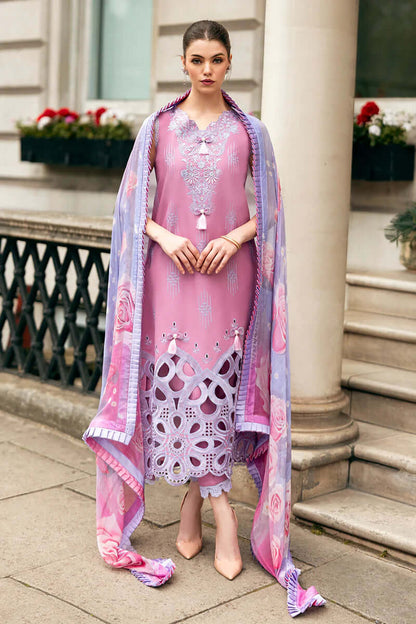 MS 2570B-3 Piece Unstitched Heavy Embroidered Pure Lawn Suit with Fine Printed Silk Dupatta