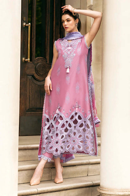 MS 2570B-3 Piece Unstitched Heavy Embroidered Pure Lawn Suit with Fine Printed Silk Dupatta