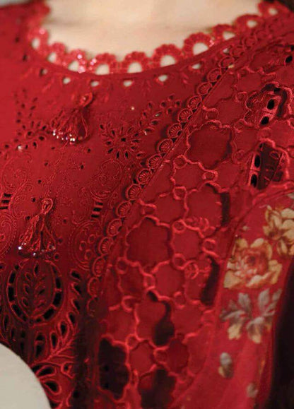 MB 2505-3 Piece Unstitched Heavy Embroidered Chickan Kari Pure Lawn Suit with Four Sided Embroidered Organza Dupatta