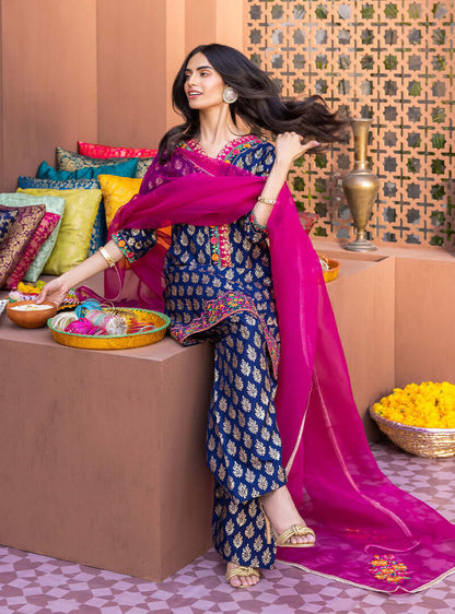 ZC 440-3 Piece Unstitched Embroidered Pure Lawn Suit with Fine Printed Lawn Dupatta