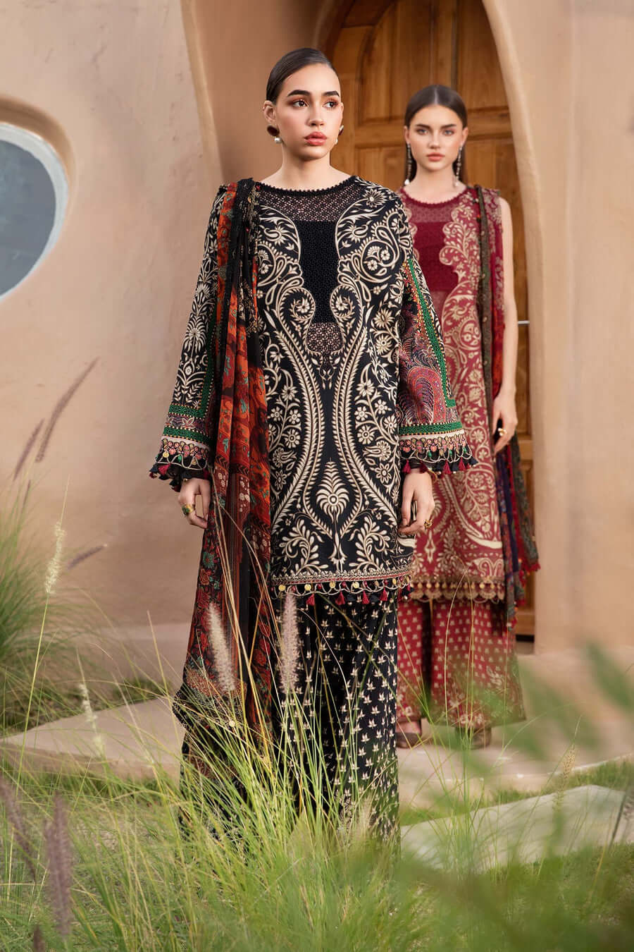 MB 478 B-3 Piece Unstitched Embroidered Pure Lawn Suit with Printed Lawn Dupatta