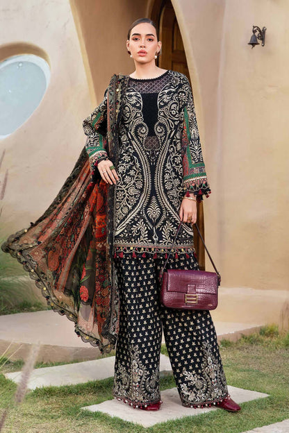 MB 478 B-3 Piece Unstitched Embroidered Pure Lawn Suit with Printed Lawn Dupatta