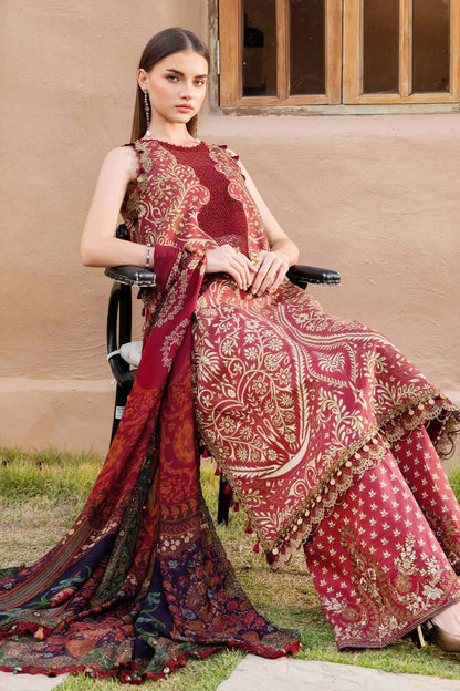 MB 478-3 Piece Unstitched Embroidered Pure Lawn Suit with Printed Lawn Dupatta