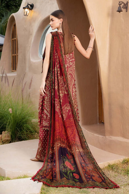 MB 478-3 Piece Unstitched Embroidered Pure Lawn Suit with Printed Lawn Dupatta