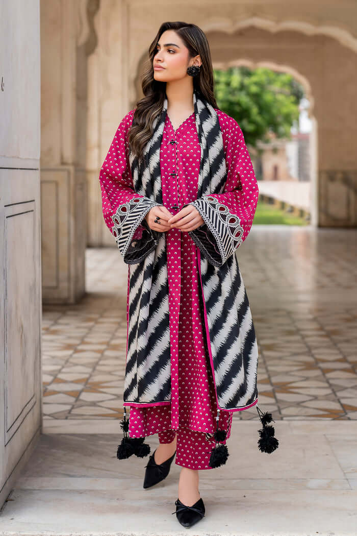 BQ 411-3 Piece Unstitched Digital Printed Pure Lawn Suit with Printed Lawn Dupatta