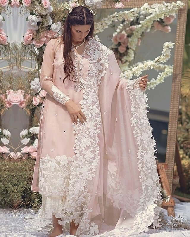 ZS 90-3 Piece Unstitched Heavy Embroidered Pure Lawn Suit with Embroidered Net Dupatta