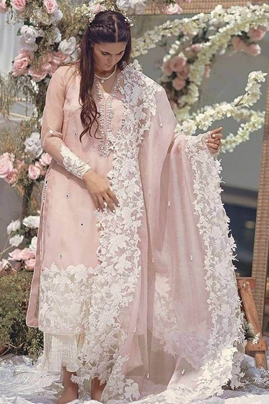 ZS 90-3 Piece Unstitched Heavy Embroidered Pure Lawn Suit with Embroidered Net Dupatta