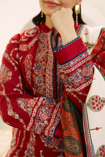 ZS 2550-3 Piece Unstitched Heavy Embroidered Pure Lawn Suit with Fine Printed Poly Lawn Dupatta