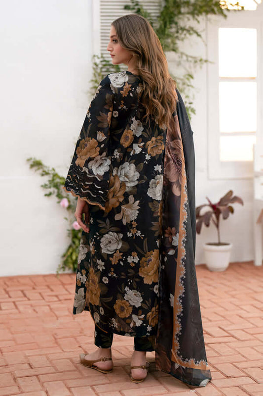 BQ 412-3 Piece Unstitched Embroidered Pure Lawn Suit with Printed Pure Lawn Dupatta