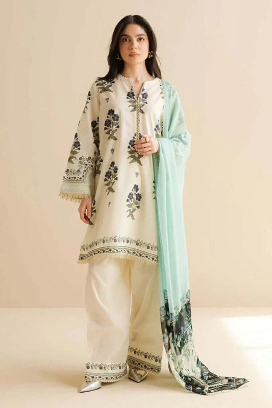 CO 492-3 Piece Unstitched Digital Printed Pure Lawn Suit with Fine Printed Lawn Dupatta