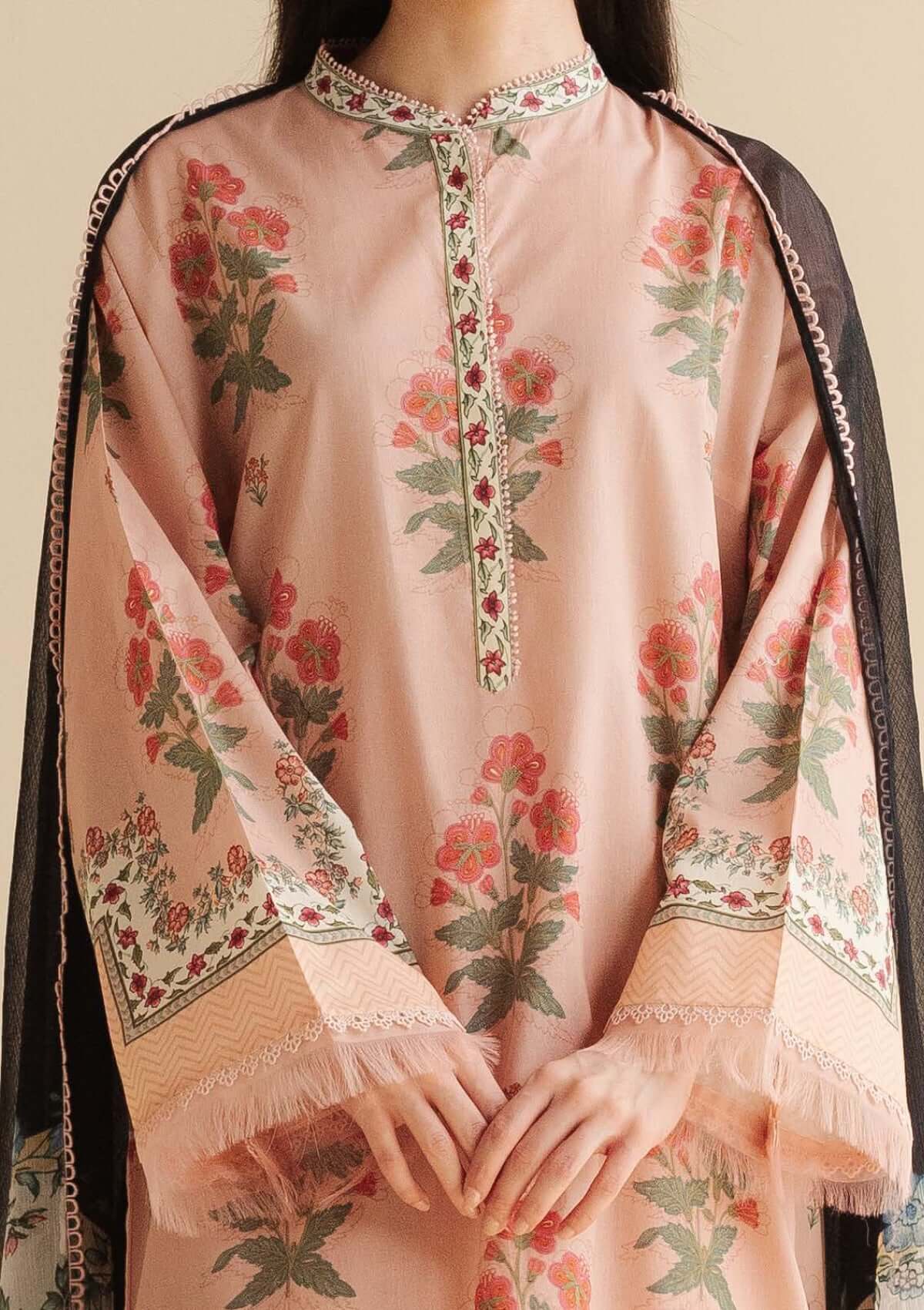 CO 490-3 Piece Unstitched Digital Printed Pure Lawn Suit with Fine Printed Lawn Dupatta
