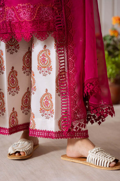 CO 514 B-3 Piece Unstitched Heavy Embroidered Pure Lawn Suit with Embroidered Plain Net Dupatta