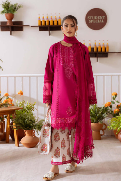 CO 514 B-3 Piece Unstitched Heavy Embroidered Pure Lawn Suit with Embroidered Plain Net Dupatta