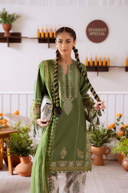 CO 514 A-3 Piece Unstitched Heavy Embroidered Pure Lawn Suit with Embroidered Plain Net Dupatta