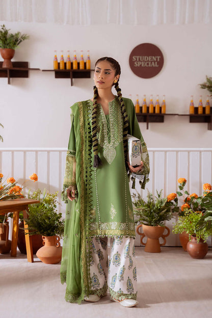 CO 514 A-3 Piece Unstitched Heavy Embroidered Pure Lawn Suit with Embroidered Plain Net Dupatta