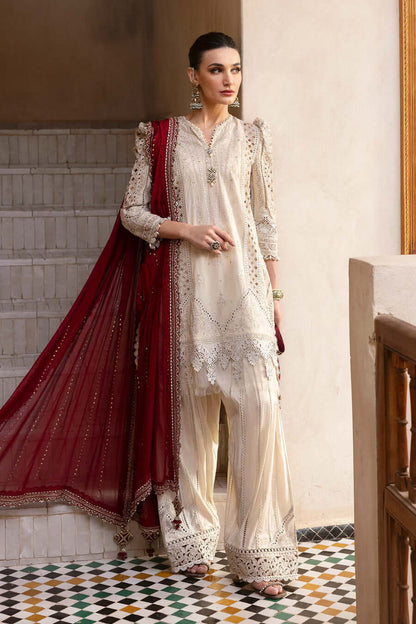 3 Piece Unstitched Fully Embroidered Chicken Kari Pure Lawn Dress with Fully Embroidered Pure Chiffon Dupatta