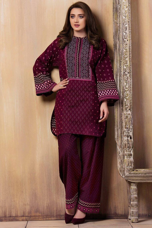 KS 756-2 Piece Unstitched Heavy Embroidered Pure Lawn Suit