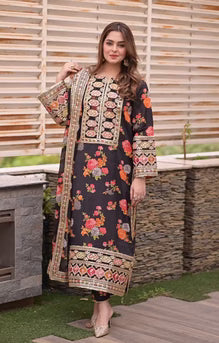 3 Piece Unstitched Embroidered Shamoz Silk Suit | Vol 2