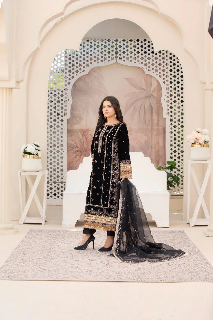 3 Piece Luxury Embroidered Velvet Suit | Velvet Luxe