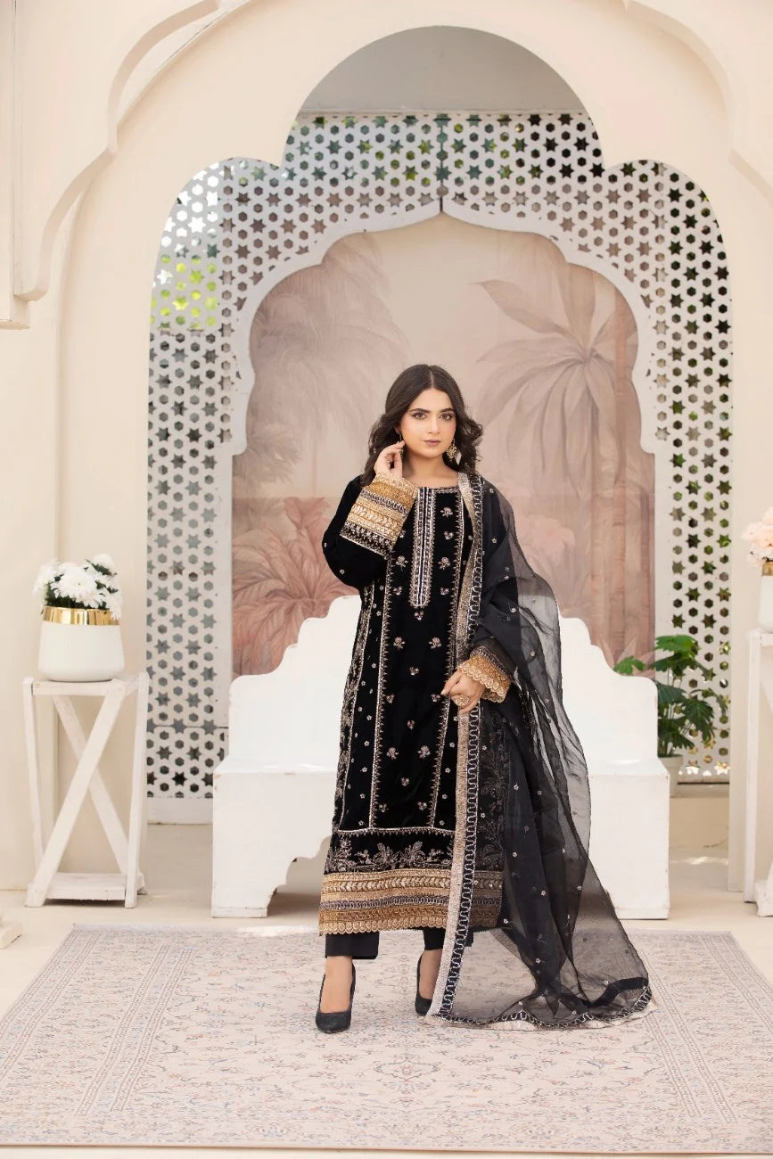 3 Piece Luxury Embroidered Velvet Suit | Velvet Luxe