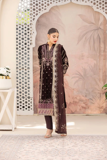 3 Piece Velvet Embroidered Suit | Velvet Luxe