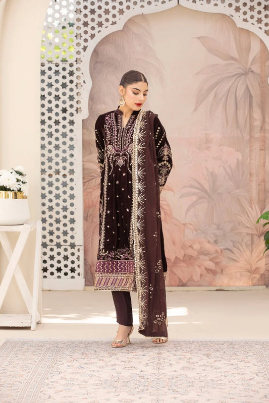 3 Piece Velvet Embroidered Suit | Velvet Luxe