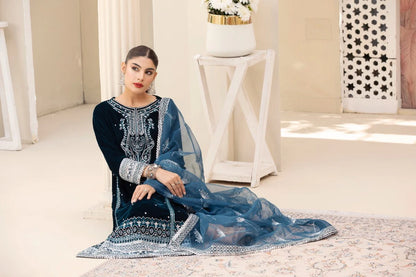 3 Piece Unstitched Embroidered Velvet Suit | Velvet Luxe