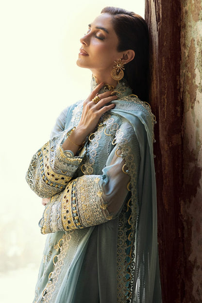 3 Piece Unstitched Embroidered Chiffon Suit | Gleam - 25