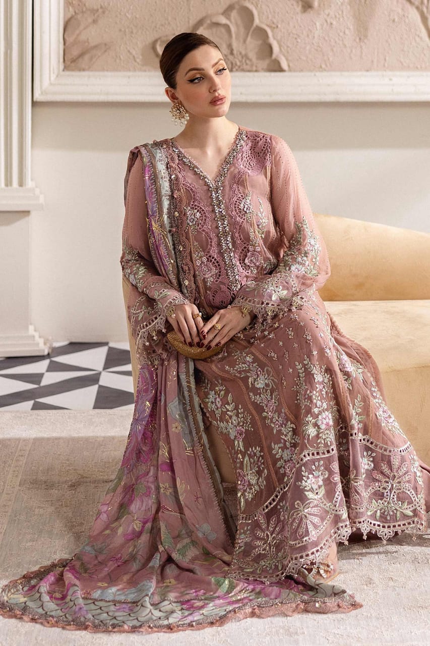 3 Piece Unstitched Embroidered Chiffon Suit | Gleam - 25