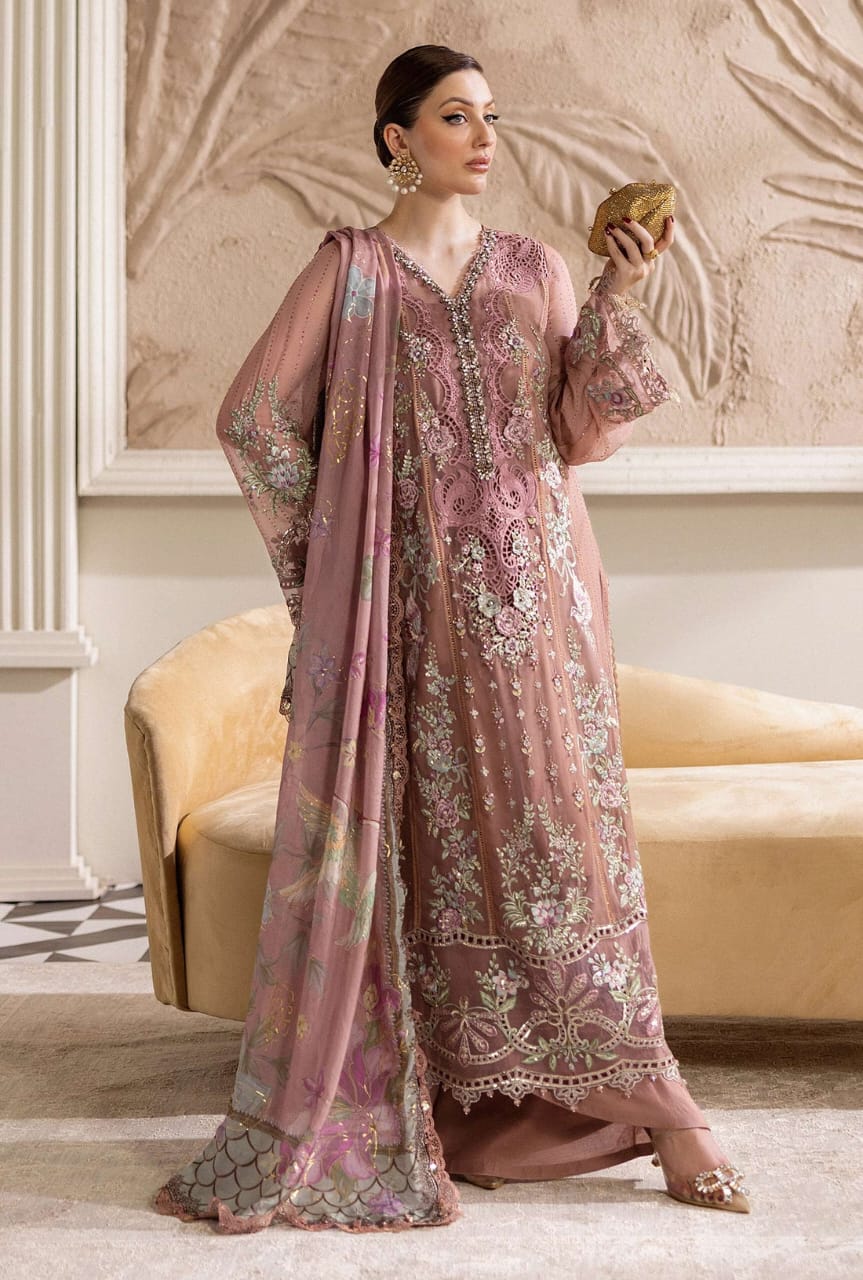 3 Piece Unstitched Embroidered Chiffon Suit | Gleam - 25