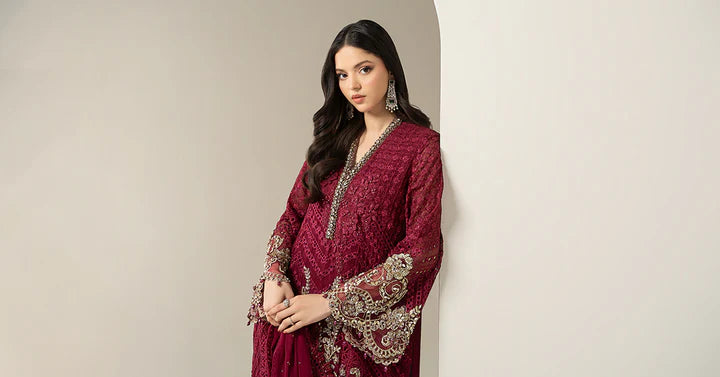 3 Piece Unstitched Embroidered Chiffon Suit | Gleam - 25