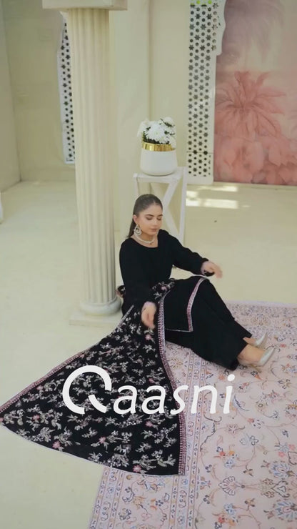 3 Piece Unstitched Embroidered Velvet Suit | Velvet Luxe