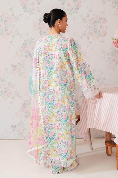 3 Piece Unstitched Heavy Embroidered Chickan Kari Pure Lawn Suit with Printed Monaar Dupatta