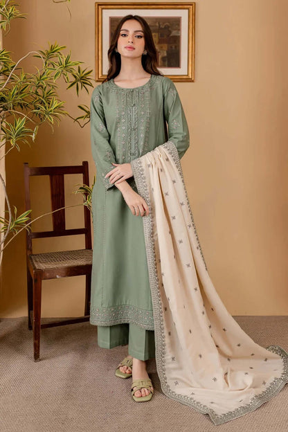 RP-600 3 Piece Unstitched Heavy Embroidered Lawn Suit with Embroidered Lawn Dupatta