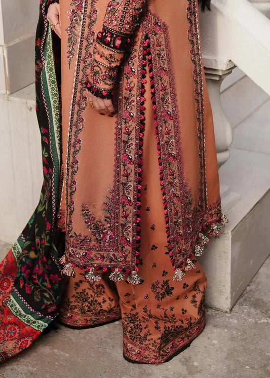 3 Piece Unstitched Embroidered Dhanak Suit with Printed Woolen Shawl | Vol 2