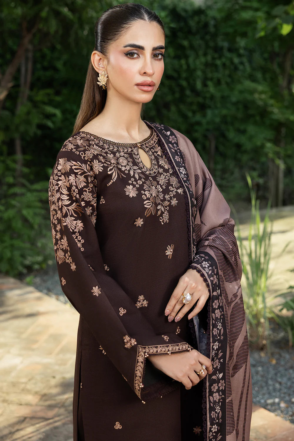 Woodmist 3 Piece Unstitched Embroidered Dhanak Suit | Vol 2
