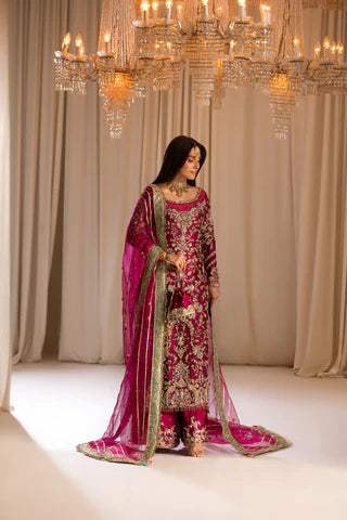 3 Piece Embroidered Chiffon Suit | Gleam 25